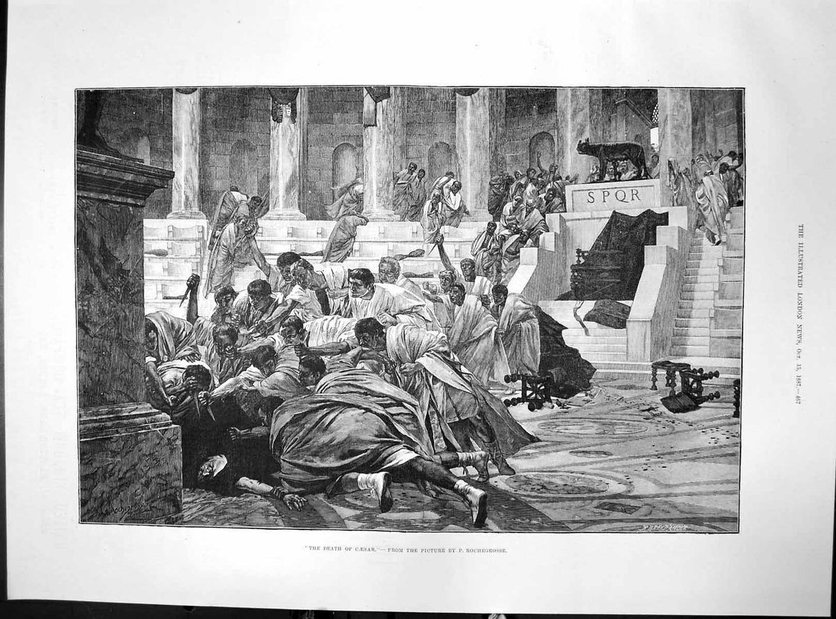 Antique Old Print Death Caesar P Rochegrosse Surrounded Killers Knives 1887