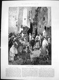 Old Print Tame Lion Algiers Mussalman Part Extract Prit Arab Natives 1887 19th