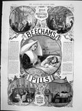 Antique Print Beechams Pills SMedecine Vendors Palace Cottage Sea Study 188