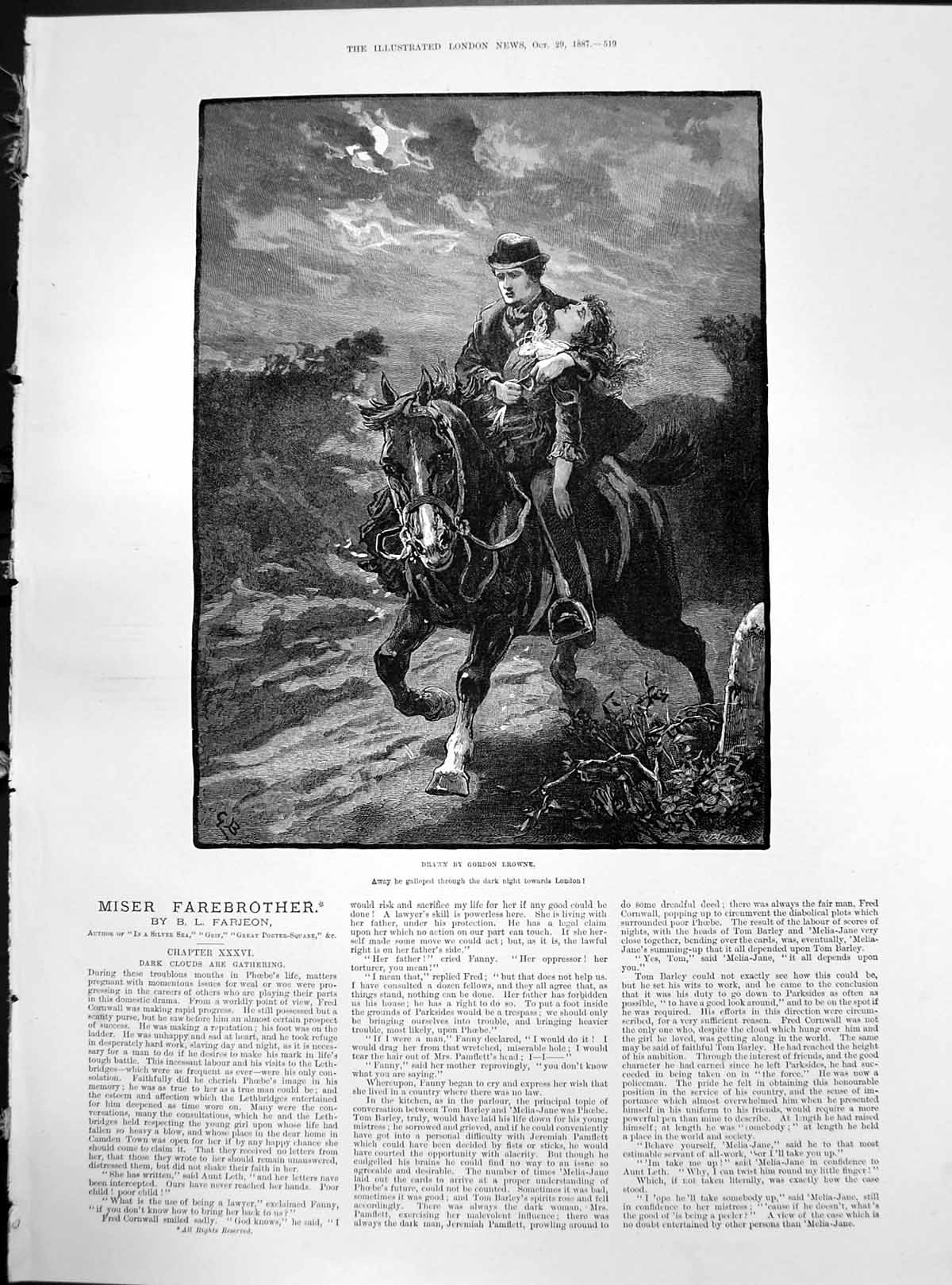 Old Miser Farebrother Dark Clouds Gathering Galloped Night London1887 Victorian