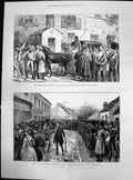 Old Print State Ireland Main St Woodford Galway Trial Wilfrid Blunt 1887 19th