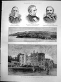 Old Print Mount Edgcumbe Visited Prince Wales Rev E Thring G W Reid 1887 19th