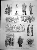 Old Print Hyde Park Meeting Special Constables Warrant Ficer Bow St 1887 19th