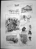 Old China Squadron Sketches Corea Hut Port Elizabeth Watch Post 1887 Victorian