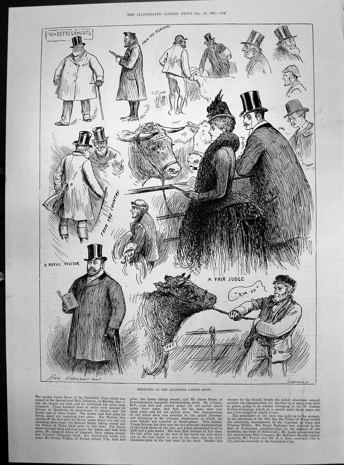 Old Islington Cattle Show Royal Visitor Country Highlands Judge 1887 Victorian