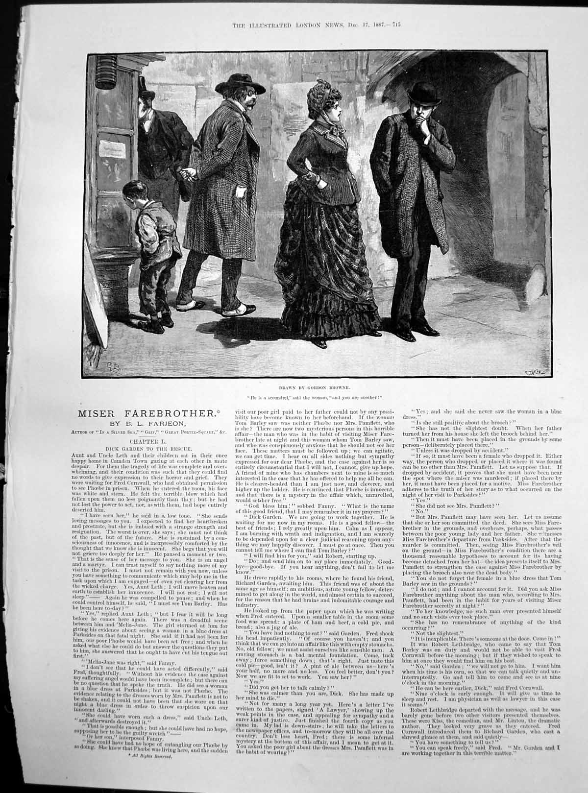 Old Miser Farebrother Dick Garden Rescue Woman Says Scoundrel Men1877 Victorian