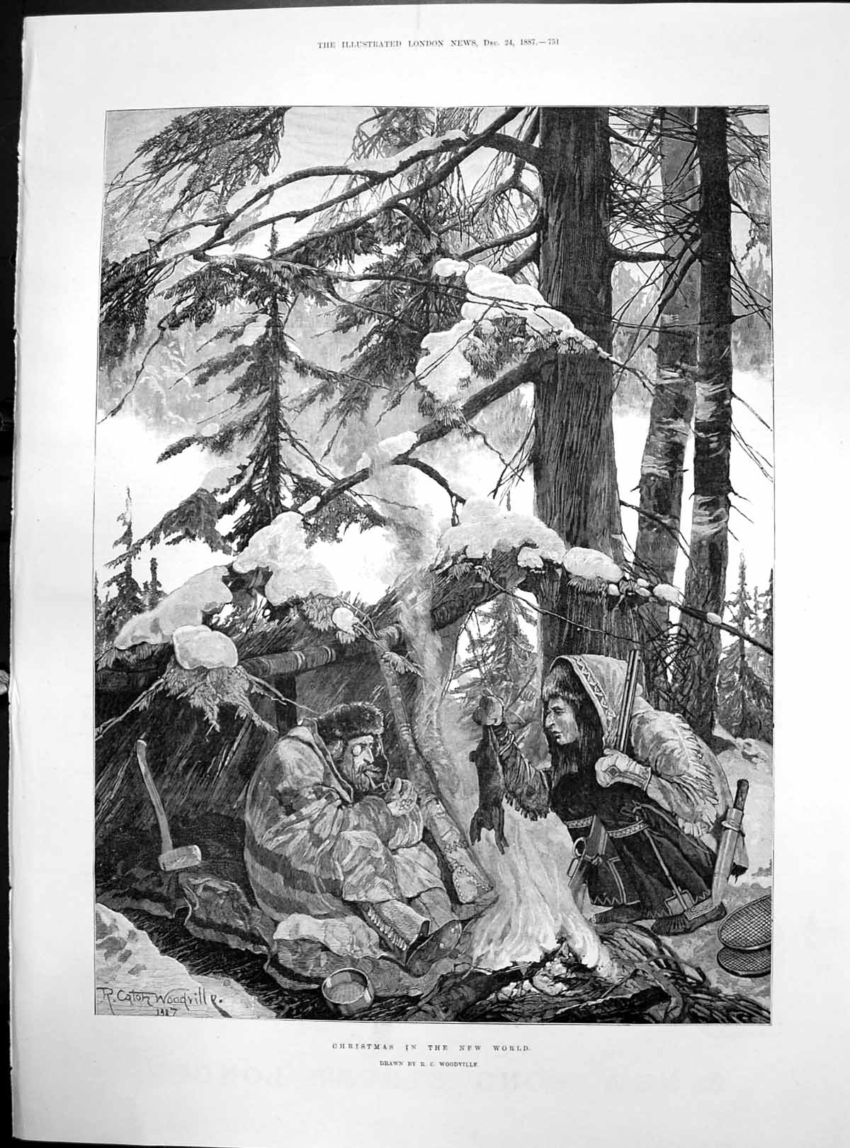Old Christmas New World Rc Woodville Indian Hunters Shelter Snow1887 Victorian