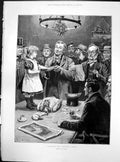 Antique Print Raffling Christmas Goose St Dadd Girl Table Tickets Hat 1887 19th