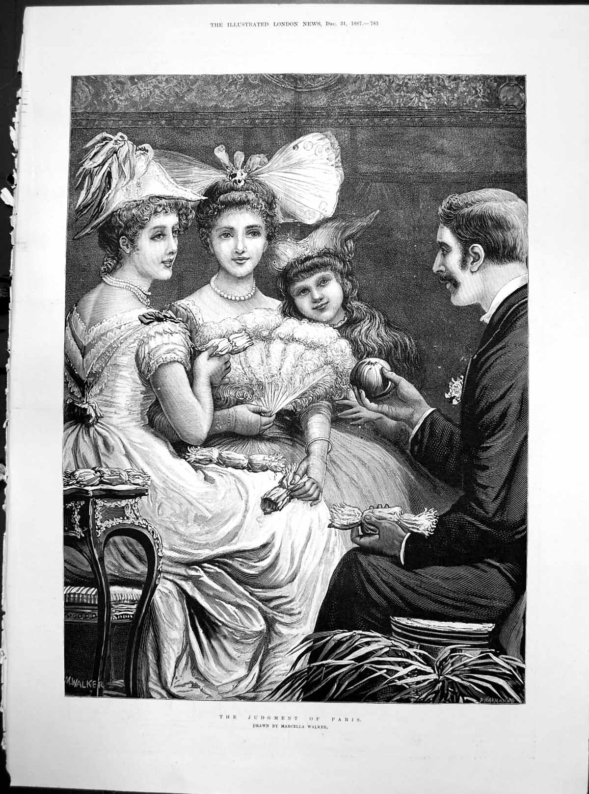 Old Judgement Paris Marcella Walker Ladies Pulling Crackers Gent 1887 Victorian