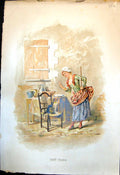 Antique Old Print Don'T Touch Servant Pointing Cat Not Touch Food Table 1887