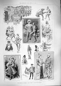 Old Antique Print 1888 Christmas Pantomimes Puss Boots Drury Lane Theatre 19th