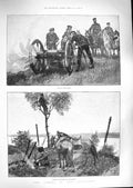Original Old Antique Print 1888 Siers War Cossack Artillery Pruth Horses 19th