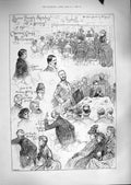 Original Old Antique Print 1888 Charing Cross Parliament House Speaker Ladies