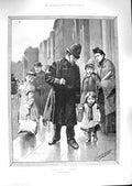 Original Old Antique Print 1888 Little Lost Girl London Policeman Fine Art 19th