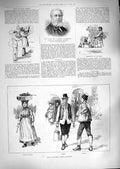 Old Antique Print 1888 San Remo Milkman Shepherd Cheesemonger Sylvester 19th