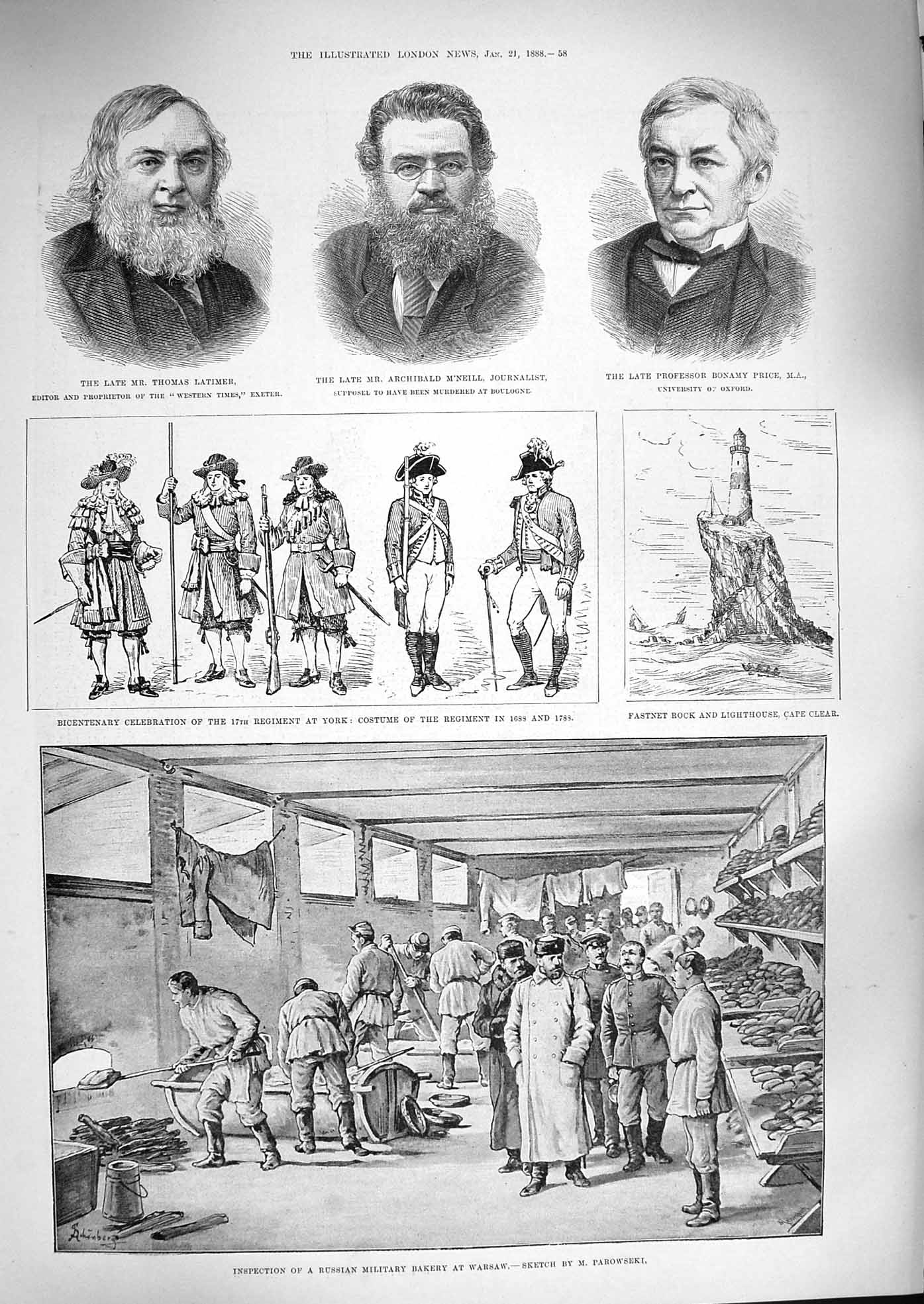 Old Antique Print 1888 Russian Bakery Warsaw Latimer M'Cneill Price Rock 19th