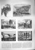 Old Antique Print 1888 San Remo Harbour Railway Cullen Norton Birmingham 19th