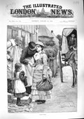 Original Old Antique Print 1888 Leaving Home Young Woman Little Girl Horse Cart