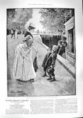 Original Old Antique Print 1888 Peggy Children Canal House Boat William Black
