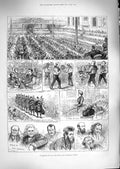 Original Old Antique Print 1888 Hot Dinner Aged Poor Dr. Barnados Homes Pipers