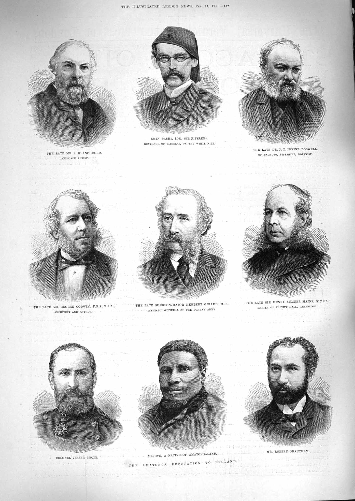 Original Old Antique Print 1888 Amatonga England Majove Grantham Coope Godwin