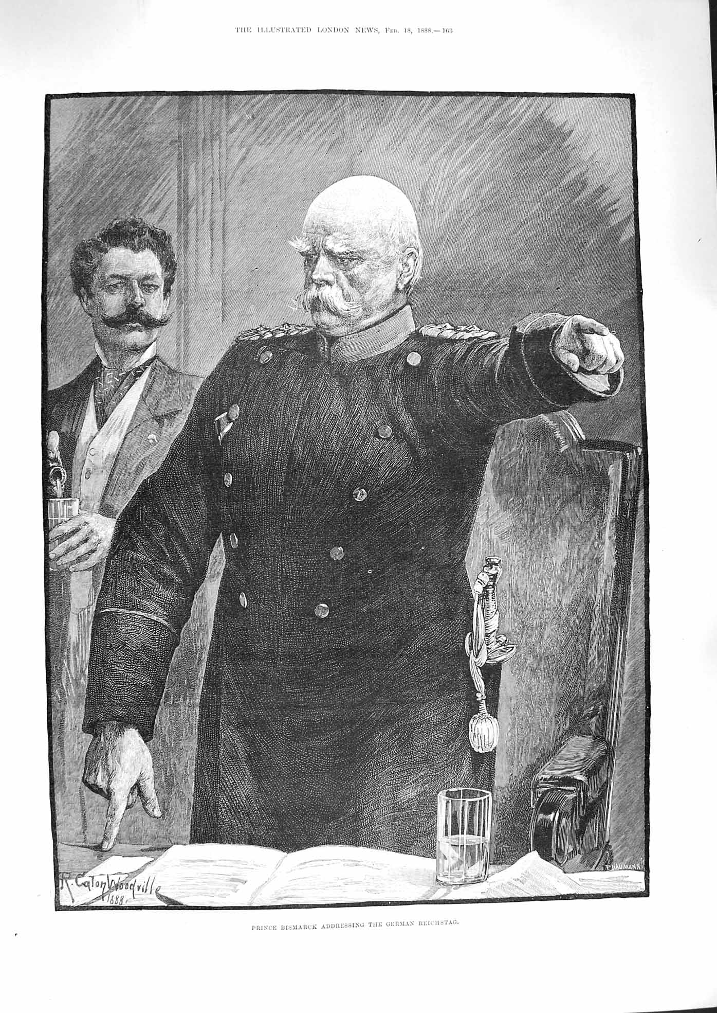 Original Old Antique Print 1888 Portrait Prince Bismarck German Reichstag 19th