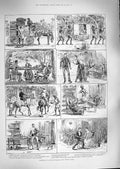 Original Old Antique Print 1888 Young Civilians Year India Ghariwallah Horses