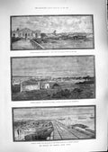 Old Antique Print 1888 Delagoa Railway Africa Lorenzo Marquez Port Jetty 19th