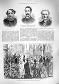 Original Old Antique Print 1888 Duke Rutland Tapp Key Prince Oscar Sweden Munck