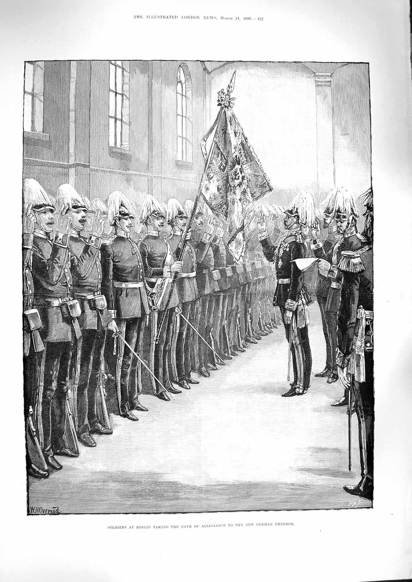 Old Antique Print *3387 1888 Siers Berlin Oath Allegiance German Emperor