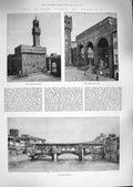Old Antique Print 1888 Queen Florence Ponte Vecchio Loggia Villa Palmieri 19th