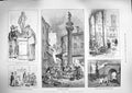 Original Old Antique Print 1888 Florence Mercato Vecchio Romana Lungarno David