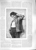 Original Old Antique Print 1888 Little Boy Grandfathers Watch Tick Cipriano Cei
