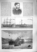 Original Old Antique Print 1888 Ship Victoria Newcastle Britannia Models Arn