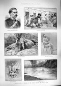 Old Antique Print 1888 Elephant Hunting Berbera Africa Gulf Aden Ingram 19th