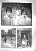 Original Old Antique Print 1888 German Sophia Victoria Orangery Charlottenburg