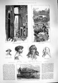 Original Old Antique Print 1888 San Remo Peasant Ligurian Madagascar Hurricane
