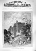 Original Old Antique Print 1888 Glasgow International Exhibition Bishops Palace
