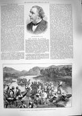 Original Old Antique Print 1888 John Pender Siers Burmah Munster Fusiliers 19th