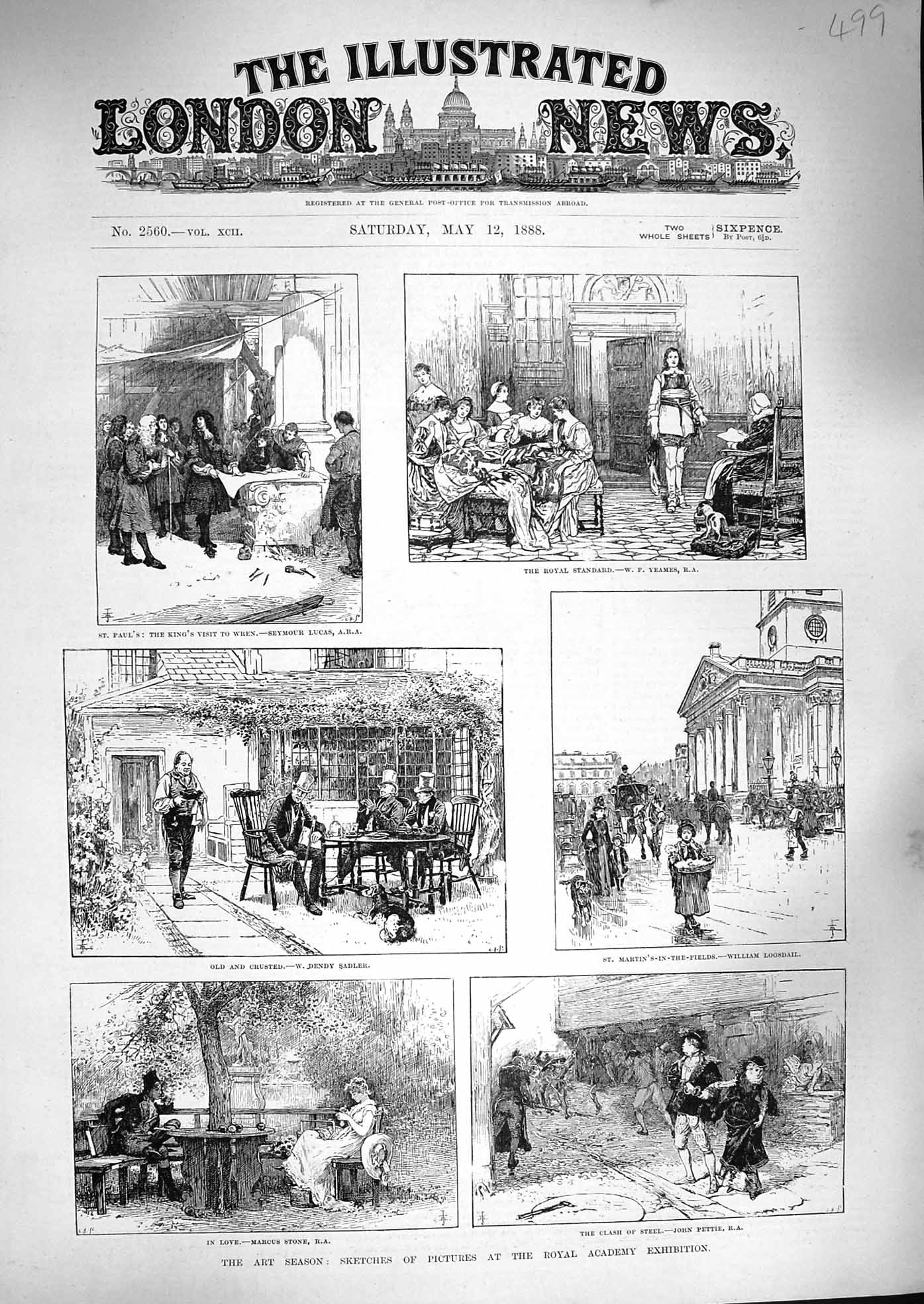 Old Antique Print 1888 Art Royal Academy Martin'S-In-The-Field Niobe King 19th