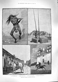 Old Antique Print 1888 Arizona California Yuma Medicine Man Church Taos 19th