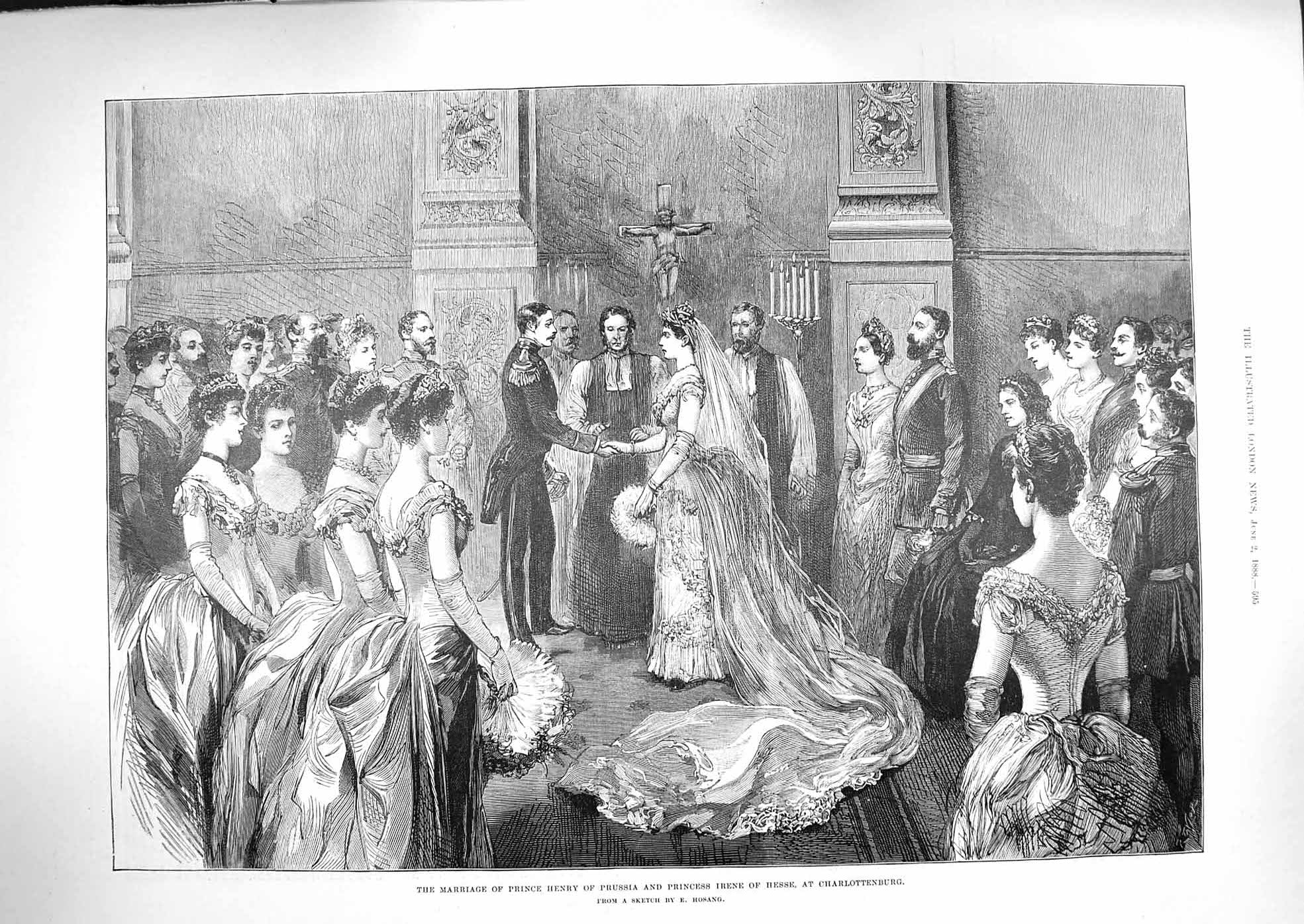 Antique Print *3386 1888 Marriage Prince Henry Prussia Irene Charlottenburg