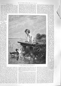 Original Old Antique Print 1888 Young Docks Wooden Pier Ducks Beyschlag 19th