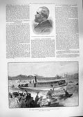 Original Old Antique Print 1888 King Oscar Sweden Norway German Emperor Potsdam