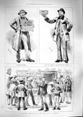 Original Old Antique Print 1888 Bird Fair East-End London Groundsel Seller Lark