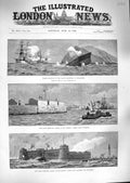 Old Antique Print 1888 Perch Battery Brighton Liverpool Valparaiso Ship 19th