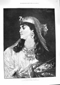 Old Antique Print 1888 Egyptian Princess Portrait Beautiful Lady Sichel 19th