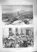 Original Old Antique Print 1888 Death Emperor Frederick Germany Potsdam Palace