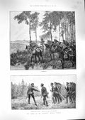 Original Old Antique Print 1888 Russia Cavalry Army Bayonets Weapons War Siers