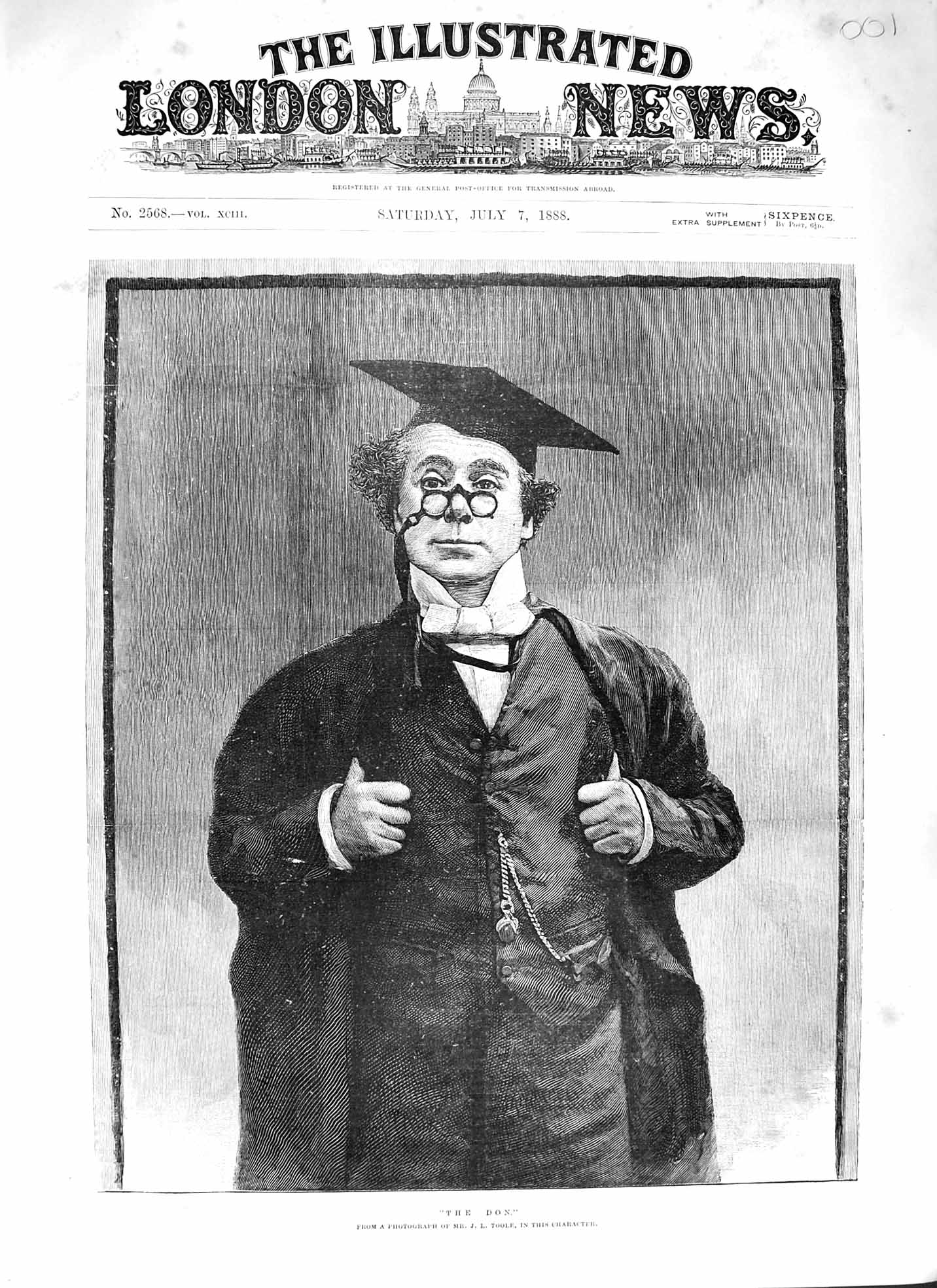 Original Old Antique Print 1888 Portrait The Don Professor Man Toole Victorian